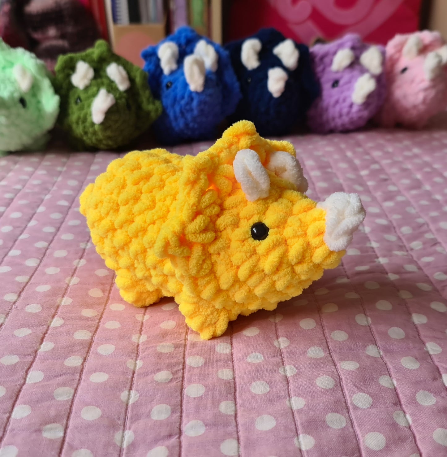 Rainbow Crochet Triceratops Plush