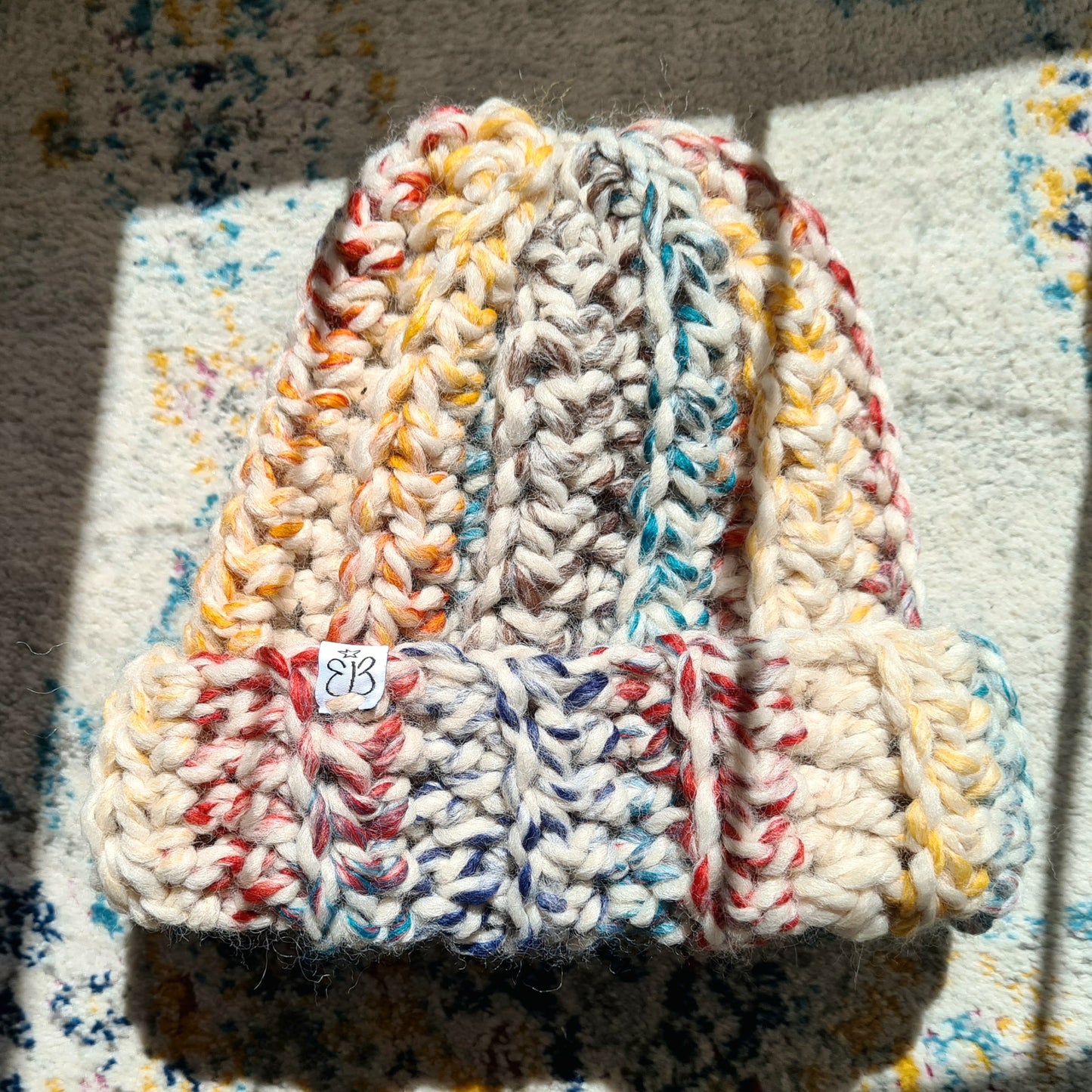 Chunky Crochet Rainbow Beanie