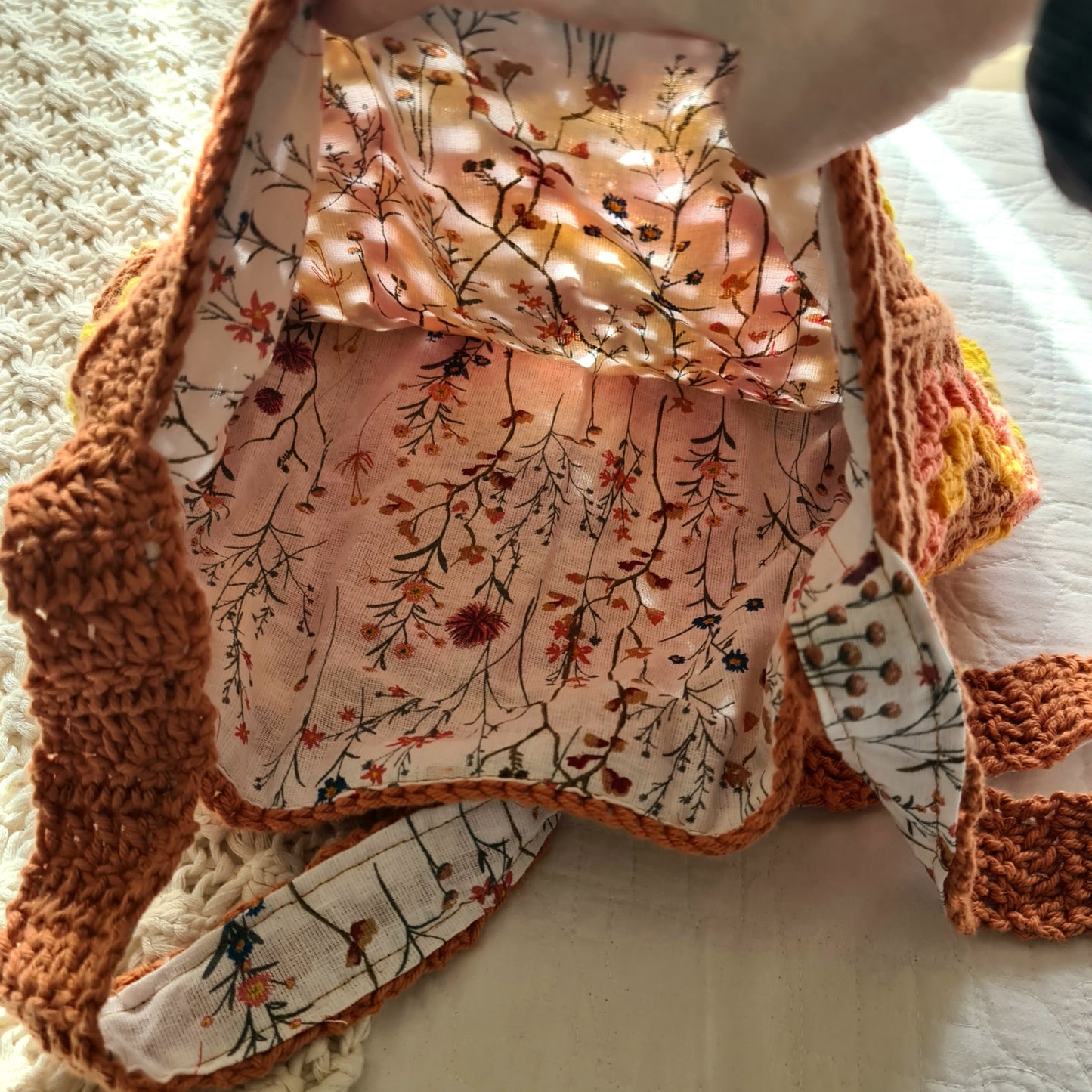 Handmade Crochet Bright Granny Square Bag