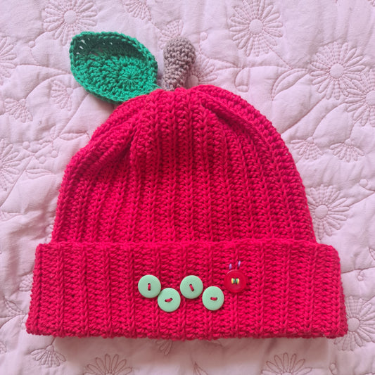 The Very Hungry Caterpillar Inspired Apple Hat Crochet Pattern