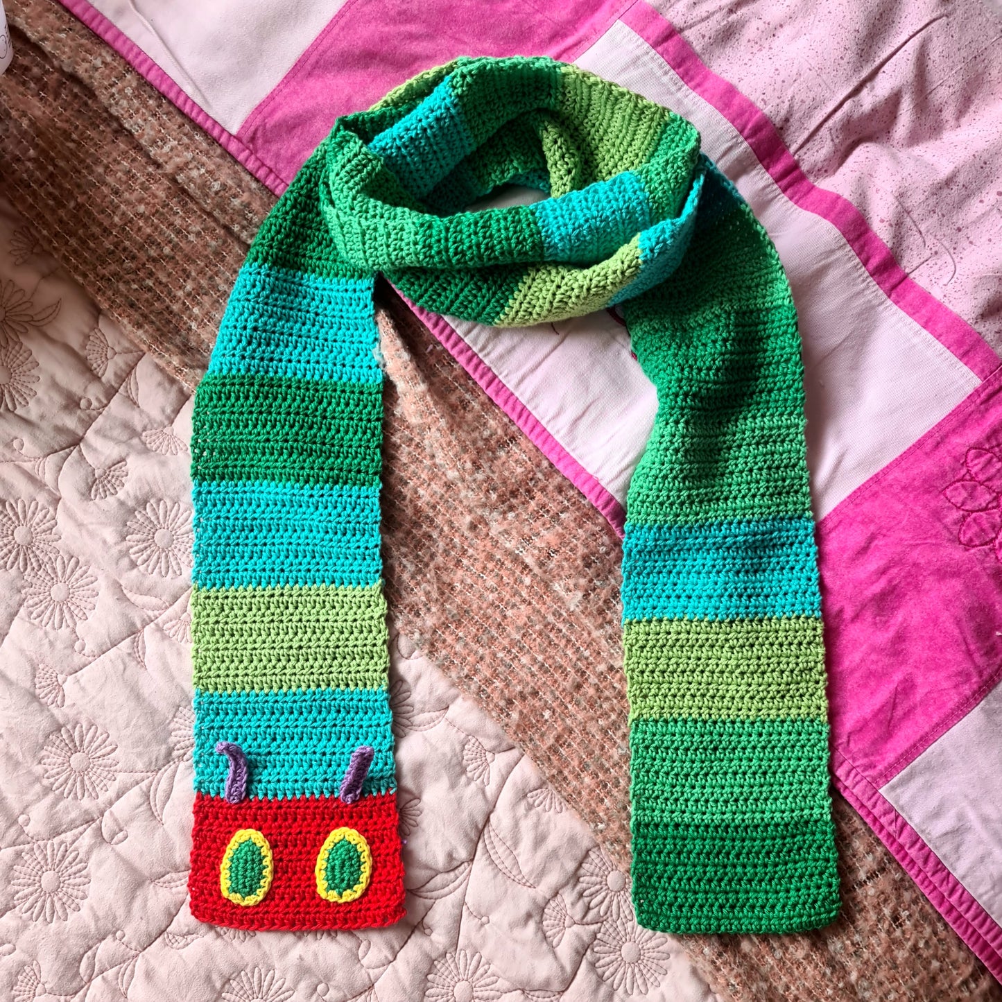 The Very Hungry Caterpillar Inspired Scarf Crochet Pattern