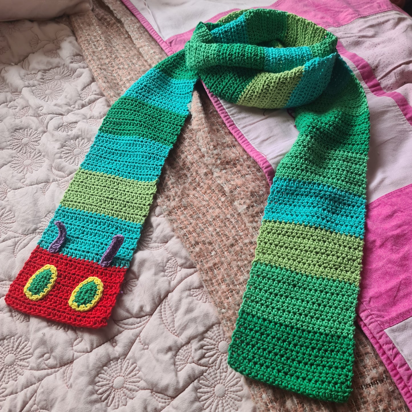 The Very Hungry Caterpillar Inspired Scarf Crochet Pattern