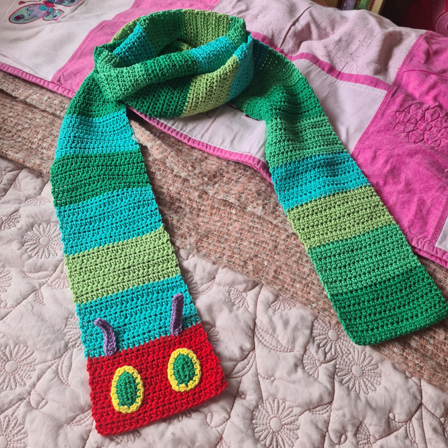 The Very Hungry Caterpillar Inspired Scarf Crochet Pattern