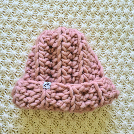 Handmade Chunky Pink Crochet Beanie