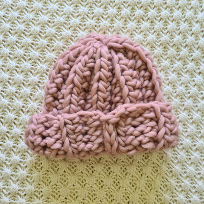 Handmade Chunky Pink Crochet Beanie