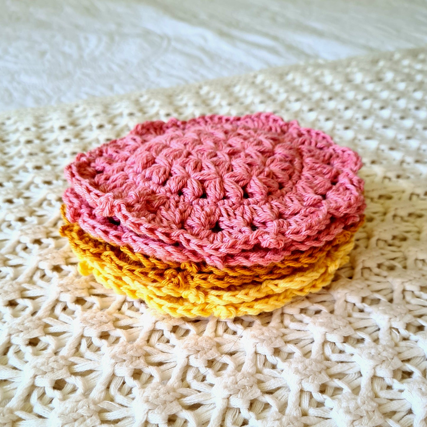 Handmade Crochet Sunset Coasters