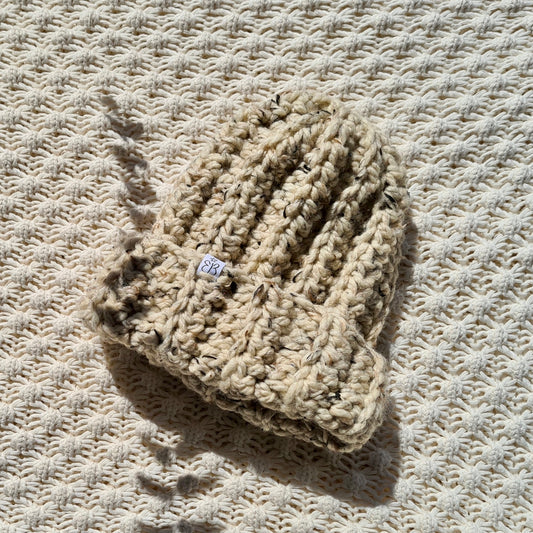 Handmade Chunky Crochet Beanie - Natural